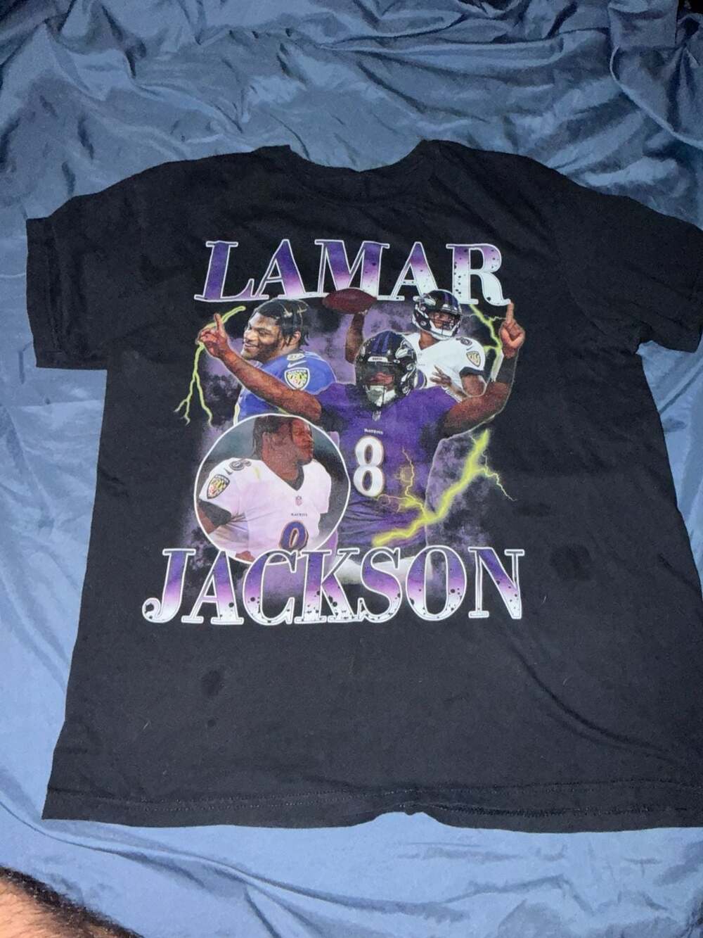 Lamar Jackson Baltimore Ravens Vintage 90s Bootleg Style Graphic T-Shirt Size L